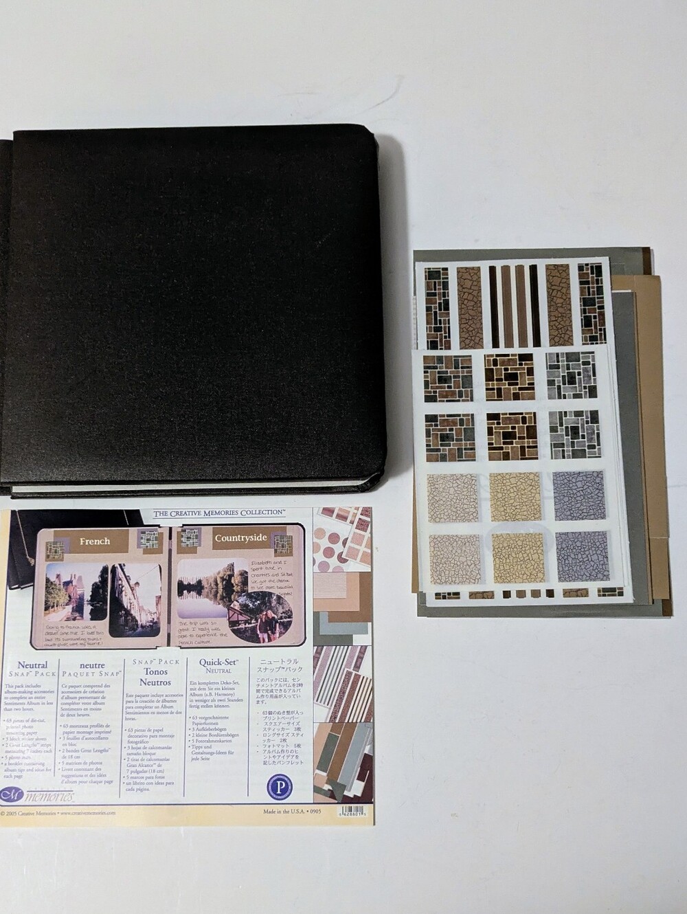 Creative Memories Black Scrapbook Album with Neutral Sticker Pages 7.5 x 8